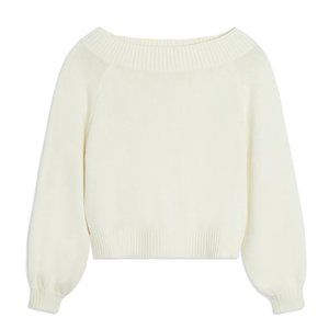 WeWoreWhat Off Shoulder Summer Cotton Knit Stitch Sweater
